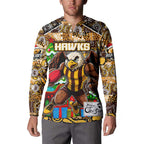 Custom Hawks Rugby Merry Christmas Button Sweatshirt Indigenous Australian Art