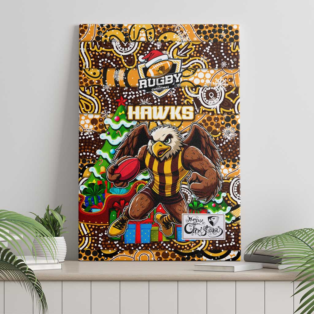 Hawks Football Merry Christmas Canvas Wall Art Indigenous Australian Art