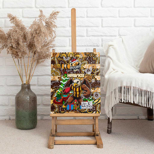 Hawks Football Merry Christmas Canvas Wall Art Indigenous Australian Art