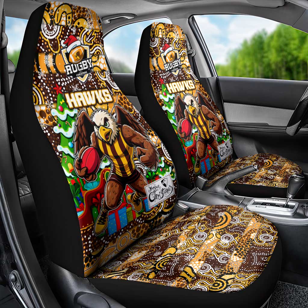 Hawks Football Merry Christmas Car Seat Cover Indigenous Australian Art