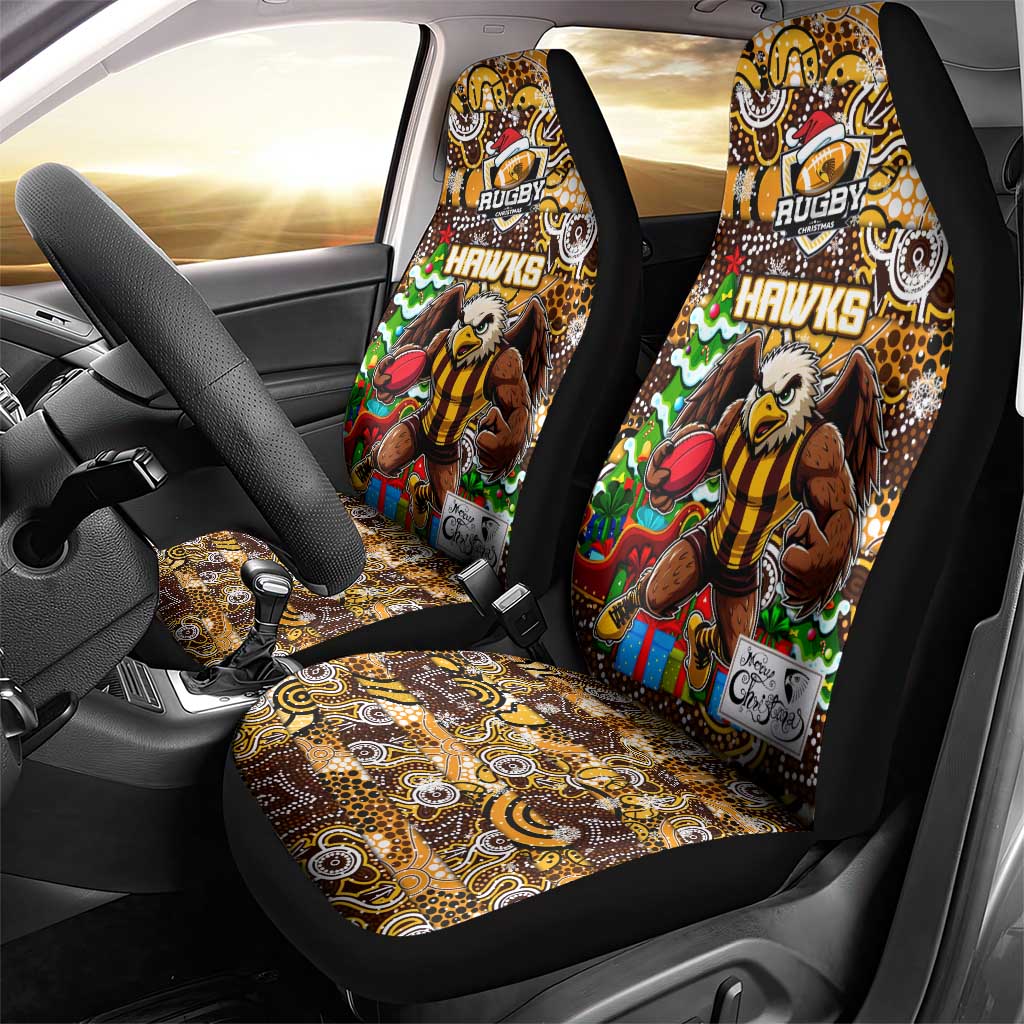 Hawks Football Merry Christmas Car Seat Cover Indigenous Australian Art