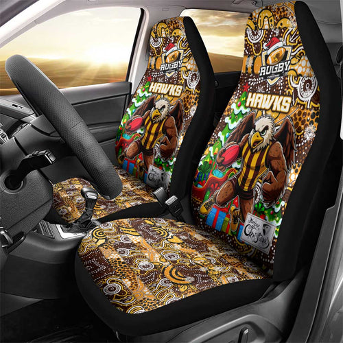Hawks Football Merry Christmas Car Seat Cover Indigenous Australian Art