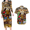Custom Hawks Rugby Merry Christmas Couples Matching Long Sleeve Bodycon Dress and Hawaiian Shirt Indigenous Australian Art