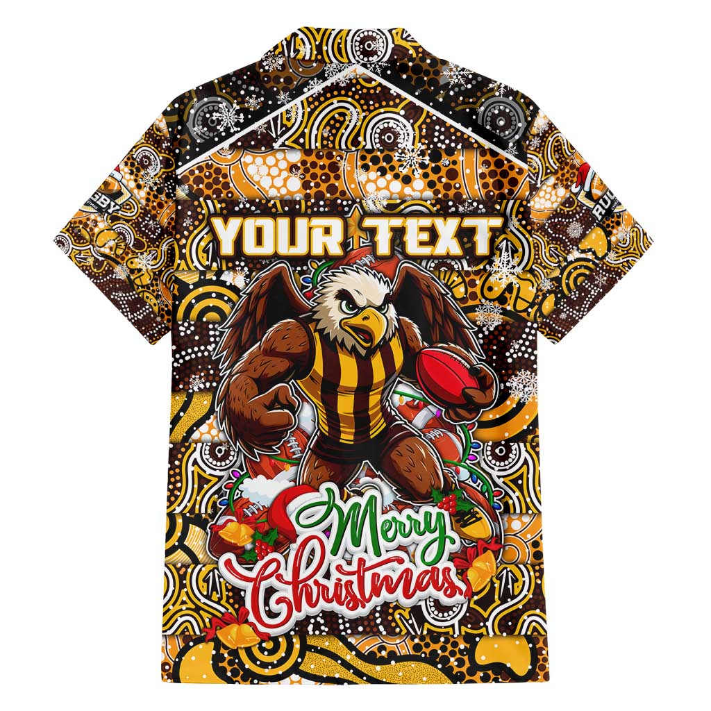 Custom Hawks Rugby Merry Christmas Family Matching Off Shoulder Maxi Dress and Hawaiian Shirt Indigenous Australian Art