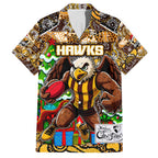Custom Hawks Rugby Merry Christmas Family Matching Summer Maxi Dress and Hawaiian Shirt Indigenous Australian Art