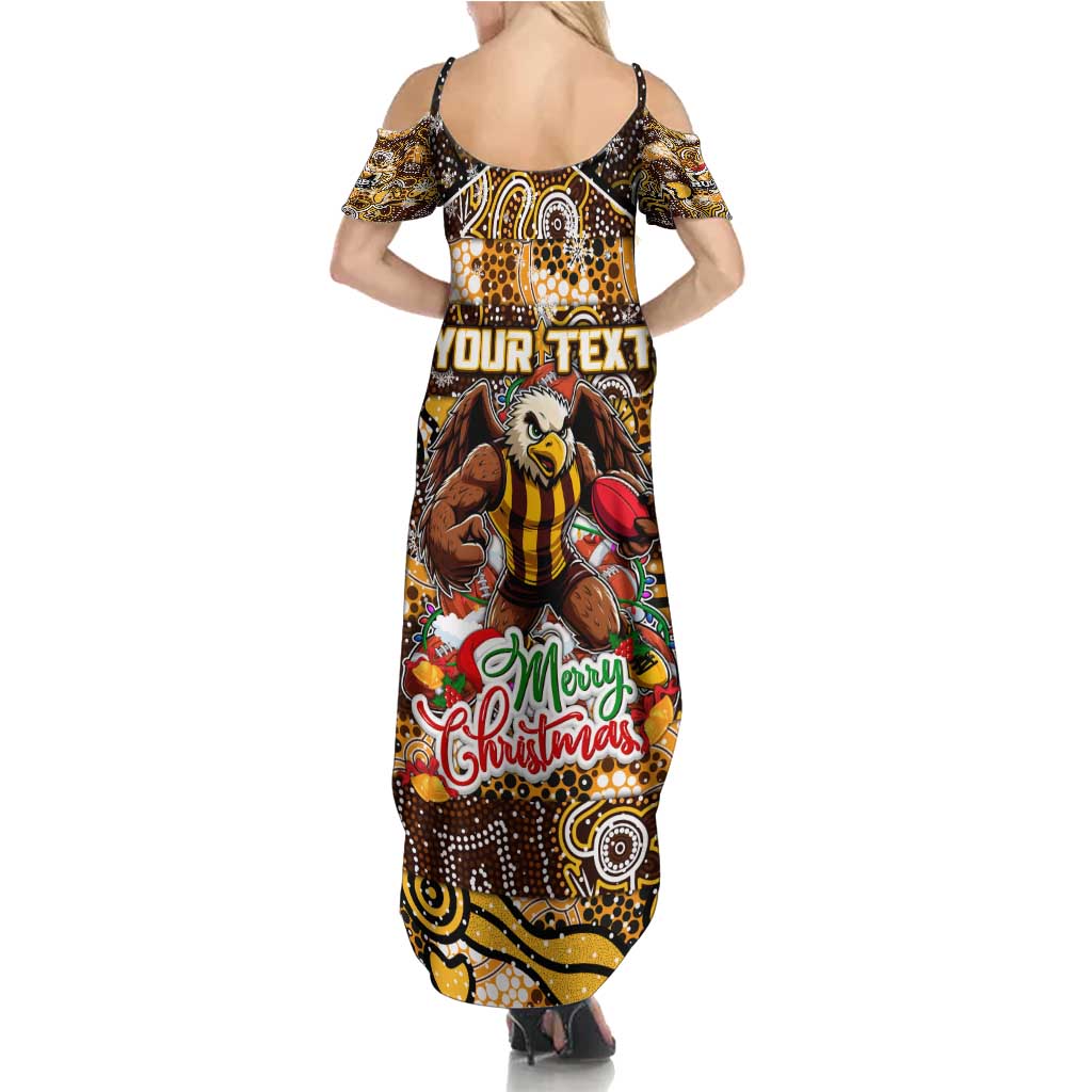 Custom Hawks Rugby Merry Christmas Family Matching Summer Maxi Dress and Hawaiian Shirt Indigenous Australian Art
