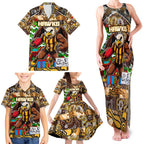 Custom Hawks Rugby Merry Christmas Family Matching Tank Maxi Dress and Hawaiian Shirt Indigenous Australian Art