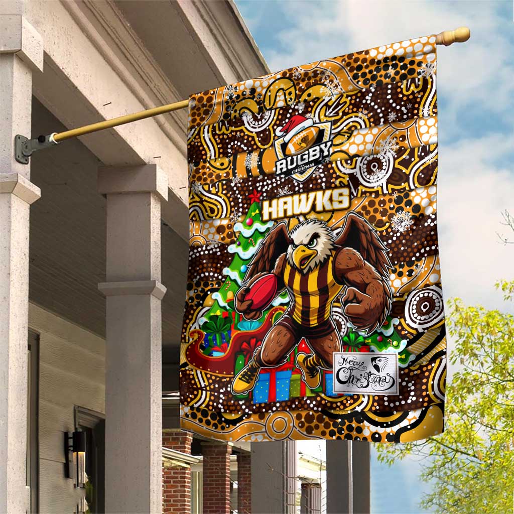 Hawks Football Merry Christmas Garden Flag Indigenous Australian Art