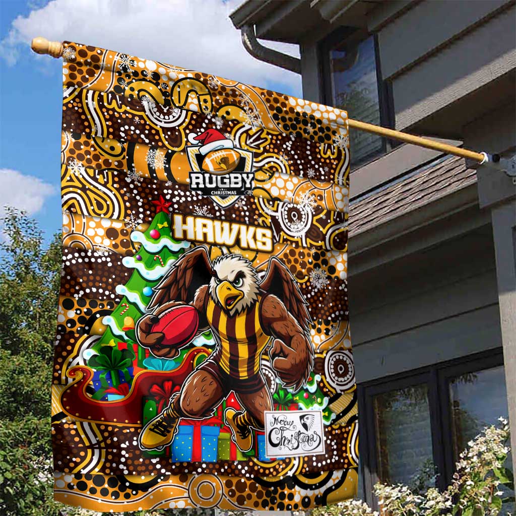 Hawks Football Merry Christmas Garden Flag Indigenous Australian Art
