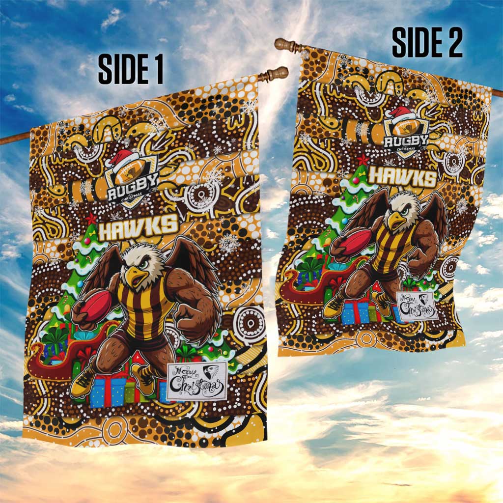 Hawks Football Merry Christmas Garden Flag Indigenous Australian Art