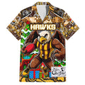 Custom Hawks Rugby Merry Christmas Hawaiian Shirt Indigenous Australian Art