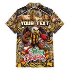 Custom Hawks Rugby Merry Christmas Hawaiian Shirt Indigenous Australian Art
