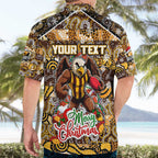 Custom Hawks Rugby Merry Christmas Hawaiian Shirt Indigenous Australian Art