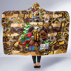 Hawks Football Merry Christmas Hooded Blanket Indigenous Australian Art