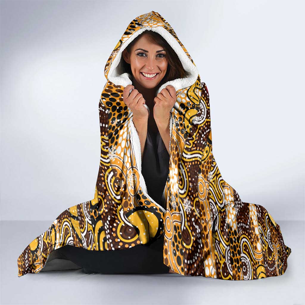 Hawks Football Merry Christmas Hooded Blanket Indigenous Australian Art