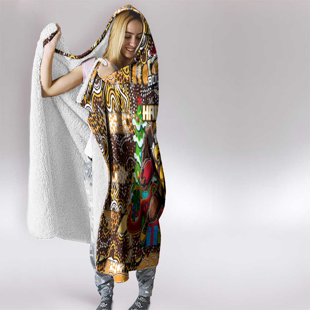Hawks Football Merry Christmas Hooded Blanket Indigenous Australian Art