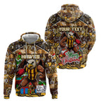 Custom Hawks Rugby Merry Christmas Hoodie Indigenous Australian Art