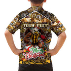 Custom Hawks Rugby Merry Christmas Kid Hawaiian Shirt Indigenous Australian Art