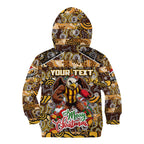 Custom Hawks Rugby Merry Christmas Kid Hoodie Indigenous Australian Art