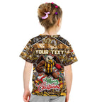 Custom Hawks Rugby Merry Christmas Kid T Shirt Indigenous Australian Art