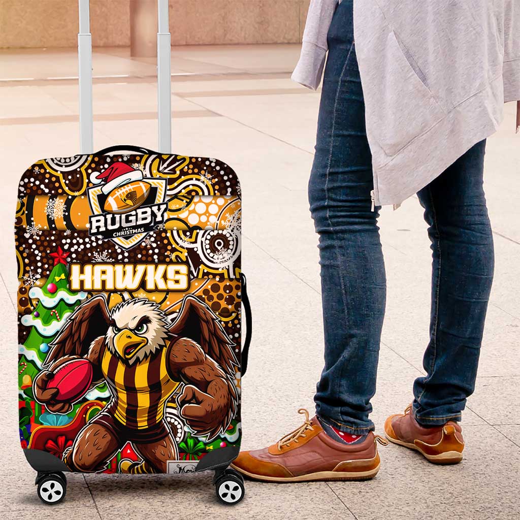 Hawks Football Merry Christmas Luggage Cover Indigenous Australian Art