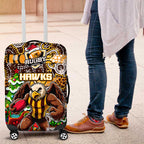 Hawks Football Merry Christmas Luggage Cover Indigenous Australian Art
