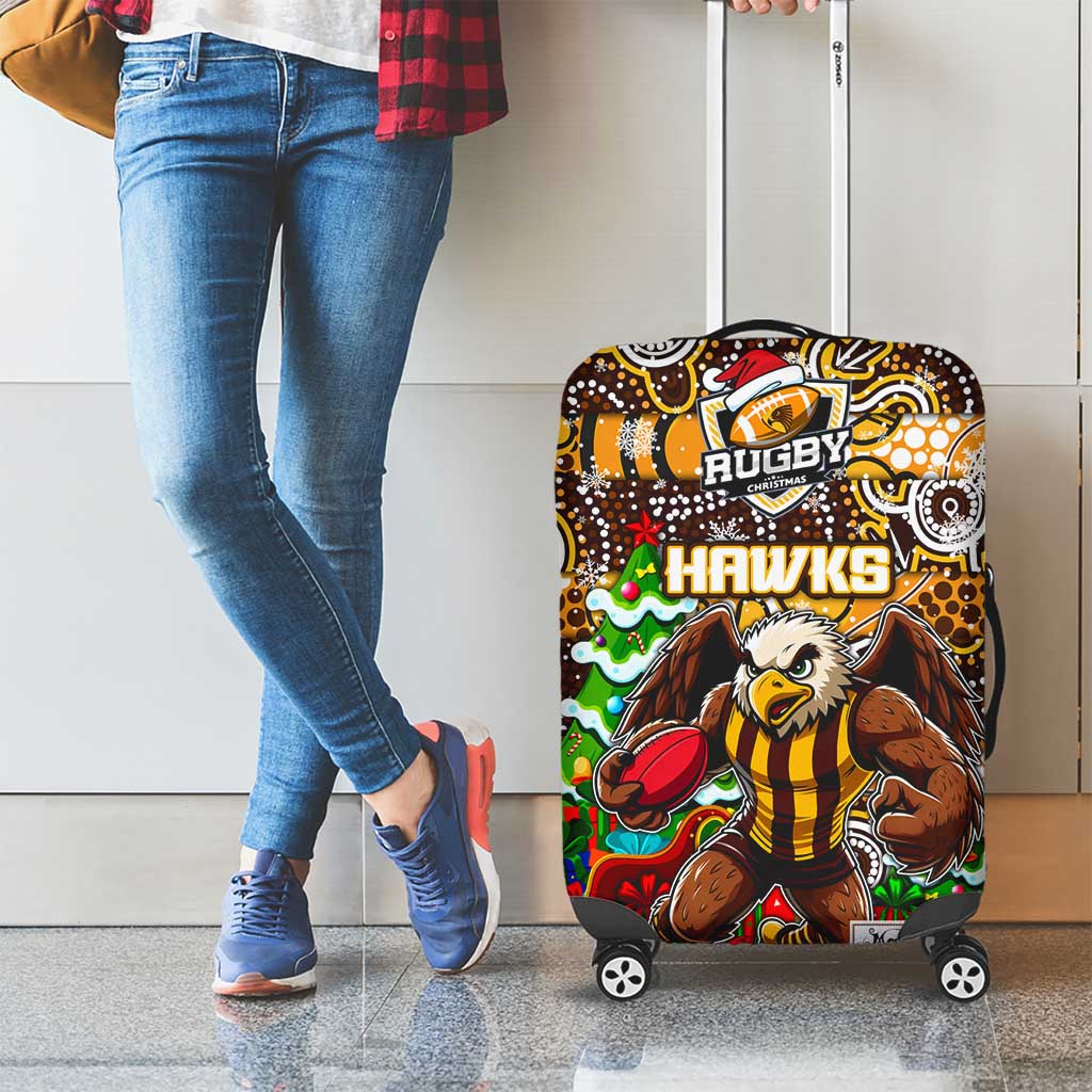 Hawks Football Merry Christmas Luggage Cover Indigenous Australian Art