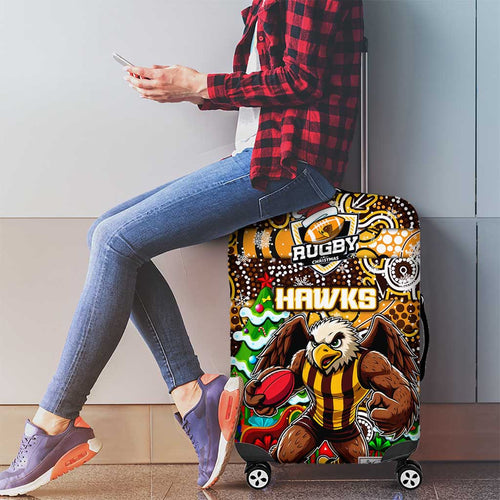 Hawks Football Merry Christmas Luggage Cover Indigenous Australian Art