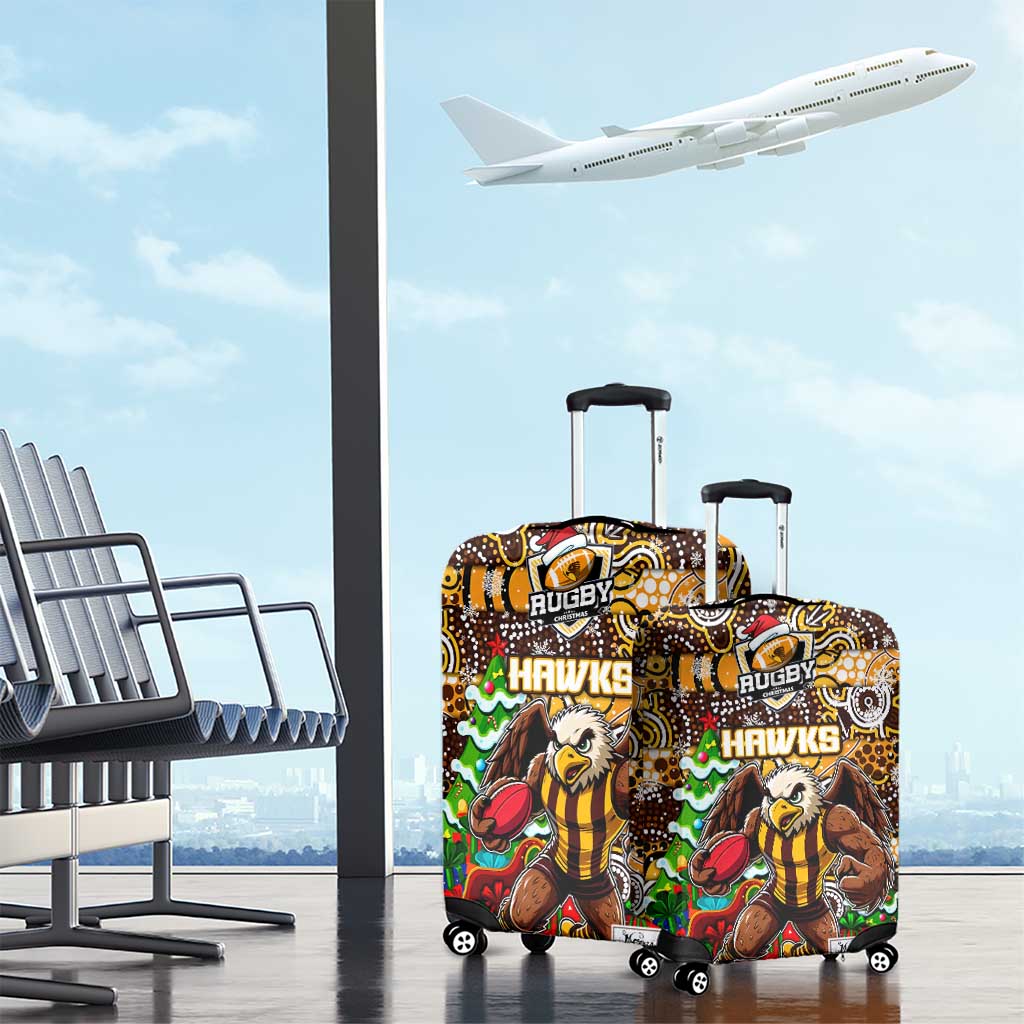 Hawks Football Merry Christmas Luggage Cover Indigenous Australian Art