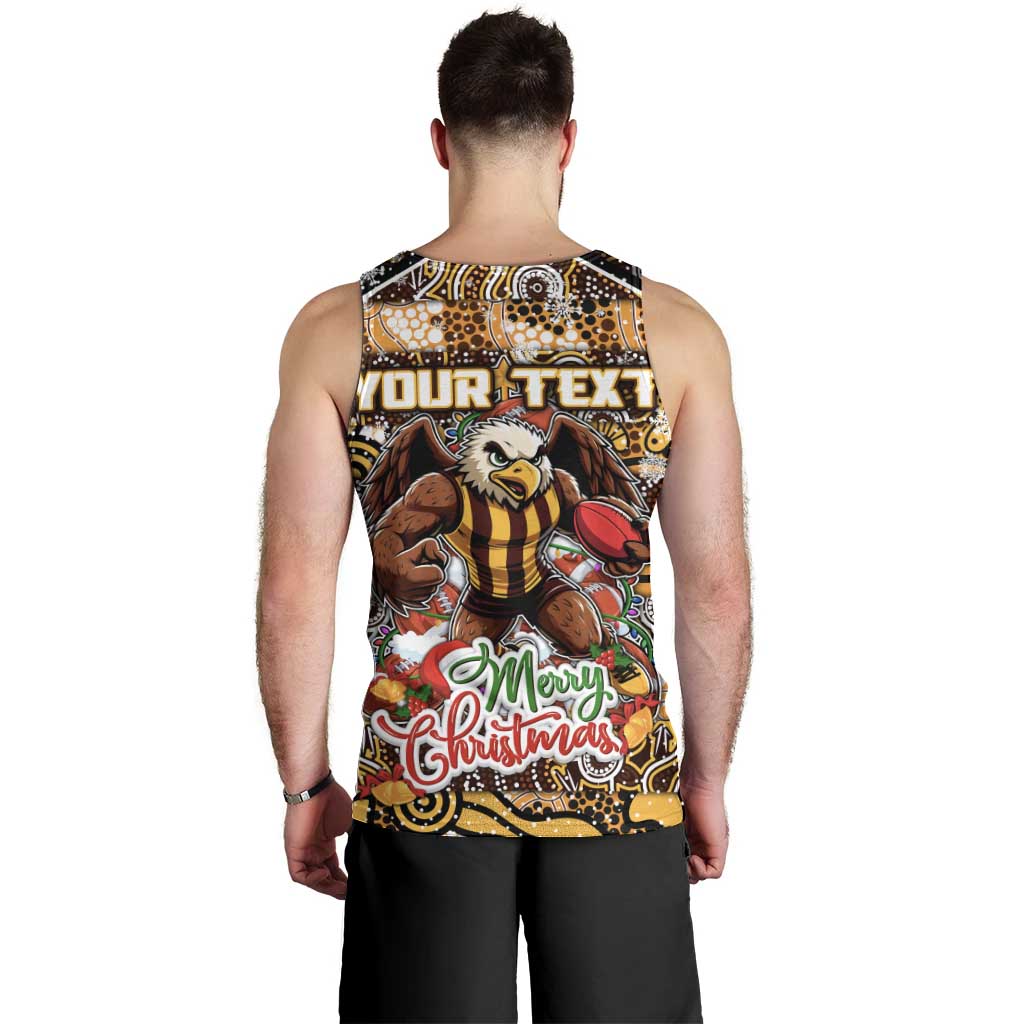 Custom Hawks Rugby Merry Christmas Men Tank Top Indigenous Australian Art