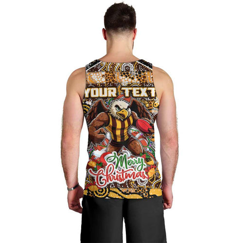 Custom Hawks Rugby Merry Christmas Men Tank Top Indigenous Australian Art