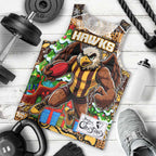 Custom Hawks Rugby Merry Christmas Men Tank Top Indigenous Australian Art