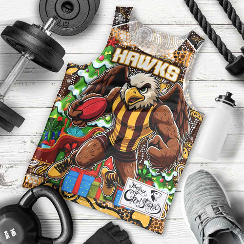 Custom Hawks Rugby Merry Christmas Men Tank Top Indigenous Australian Art