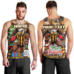 Custom Hawks Rugby Merry Christmas Men Tank Top Indigenous Australian Art