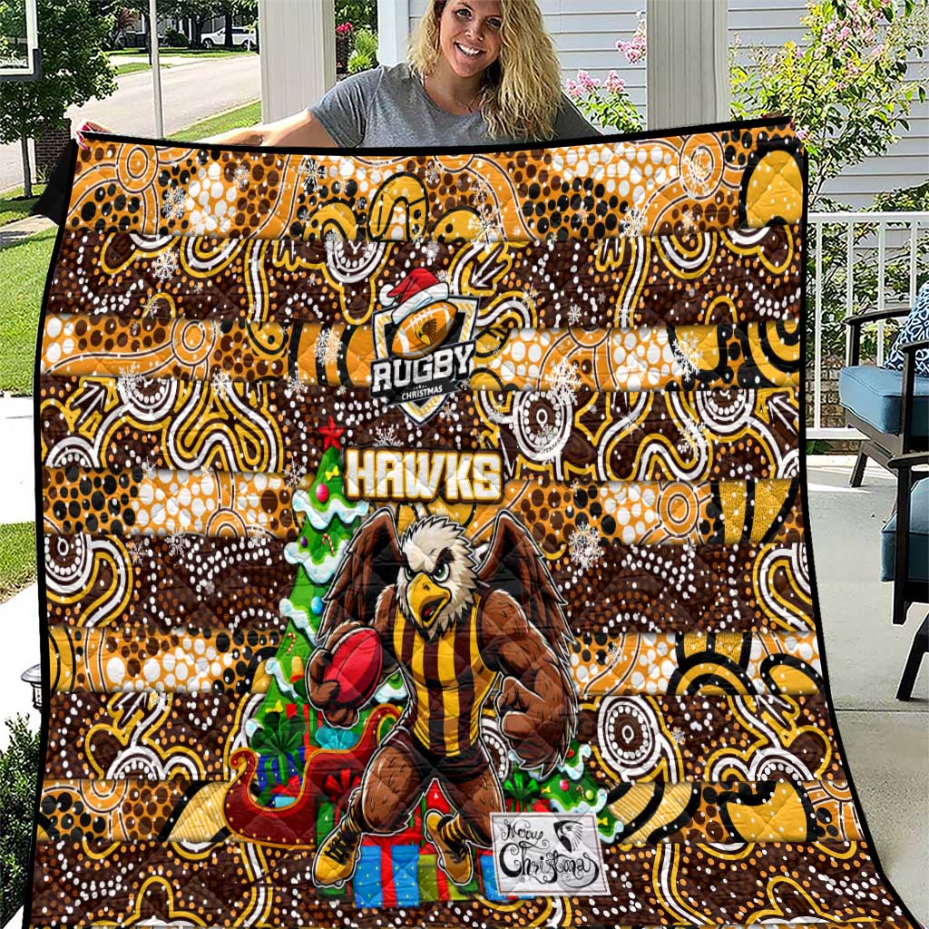 Hawks Football Merry Christmas Quilt Indigenous Australian Art