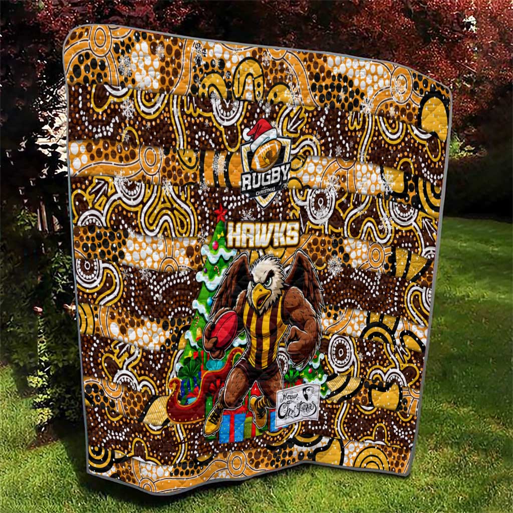 Hawks Football Merry Christmas Quilt Indigenous Australian Art