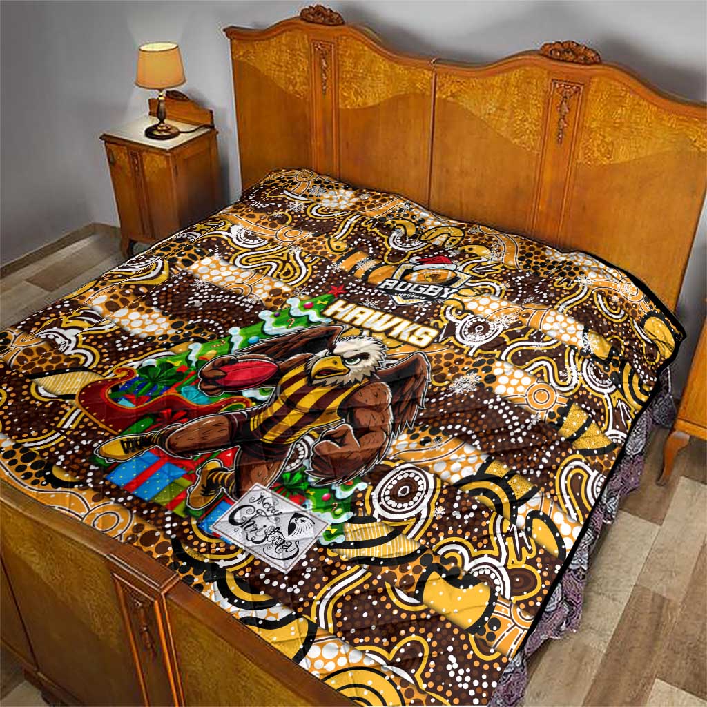 Hawks Football Merry Christmas Quilt Indigenous Australian Art