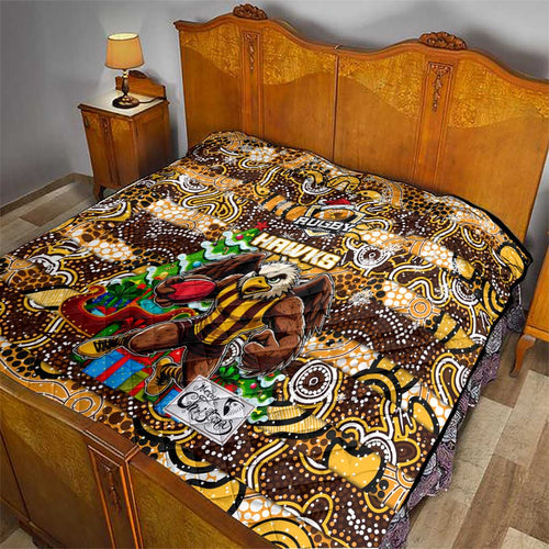 Hawks Football Merry Christmas Quilt Indigenous Australian Art