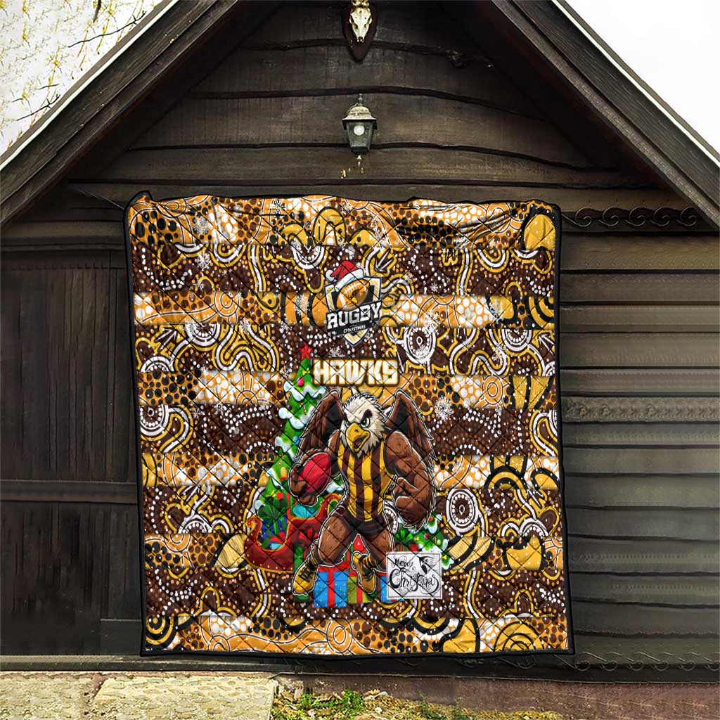 Hawks Football Merry Christmas Quilt Indigenous Australian Art