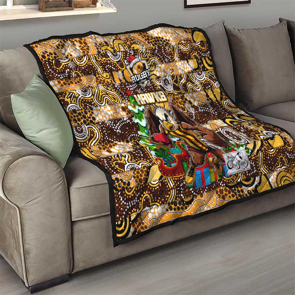 Hawks Football Merry Christmas Quilt Indigenous Australian Art