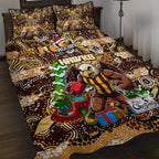 Hawks Football Merry Christmas Quilt Bed Set Indigenous Australian Art