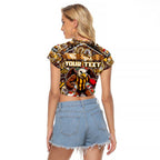 Custom Hawks Rugby Merry Christmas Raglan Cropped T Shirt Indigenous Australian Art