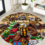Hawks Football Merry Christmas Round Carpet Indigenous Australian Art
