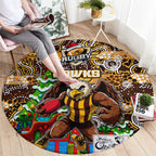 Hawks Football Merry Christmas Round Carpet Indigenous Australian Art