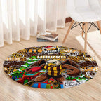 Hawks Football Merry Christmas Round Carpet Indigenous Australian Art