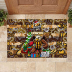 Hawks Football Merry Christmas Rubber Doormat Indigenous Australian Art