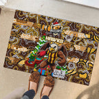 Hawks Football Merry Christmas Rubber Doormat Indigenous Australian Art