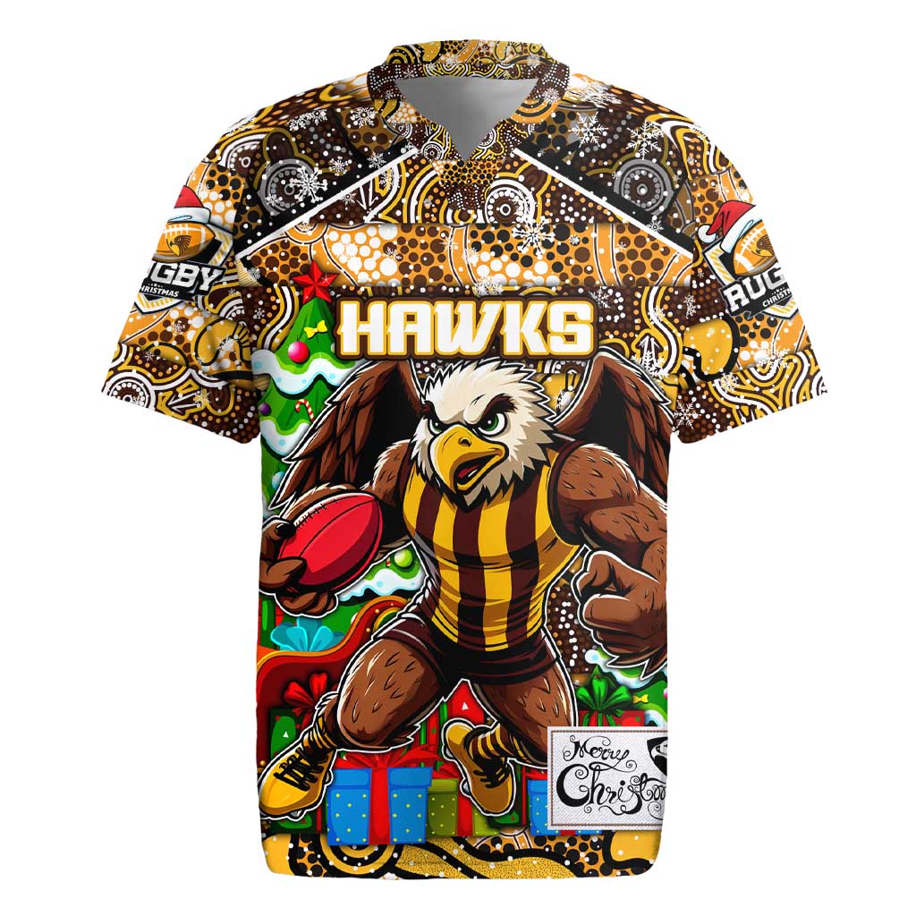 Custom Hawks Rugby Merry Christmas Rugby Jersey Indigenous Australian Art