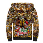 Custom Hawks Rugby Merry Christmas Sherpa Hoodie Indigenous Australian Art