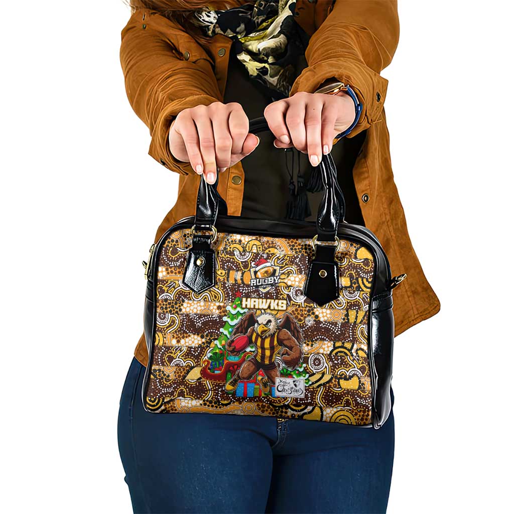 Hawks Football Merry Christmas Shoulder Handbag Indigenous Australian Art